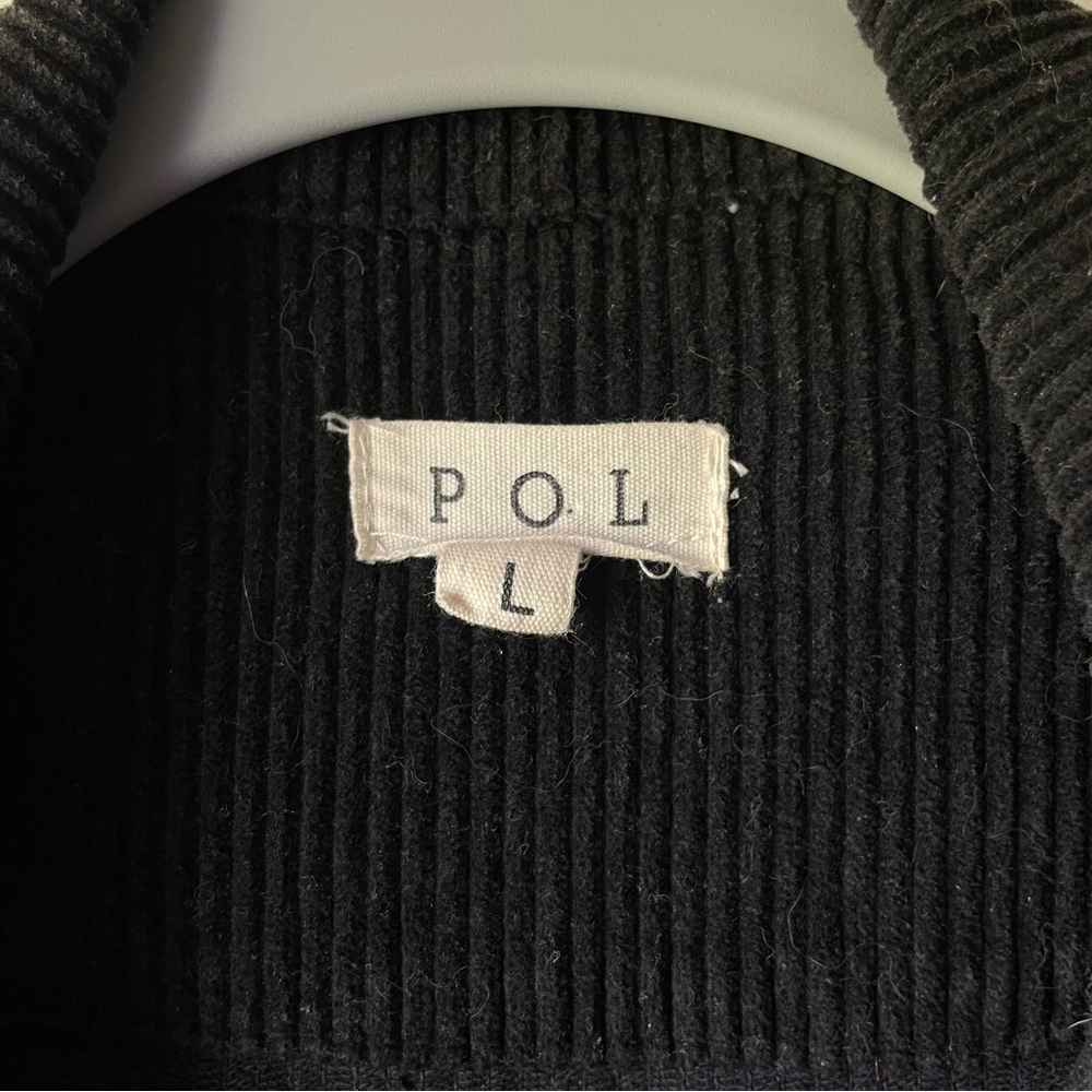 Pol Black Corduroy Frayed Edge Button Up Jacket 100% Cotton Size Large - Picture 3 of 8